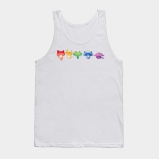 Mushroom Cats - Rainbow Line Tank Top